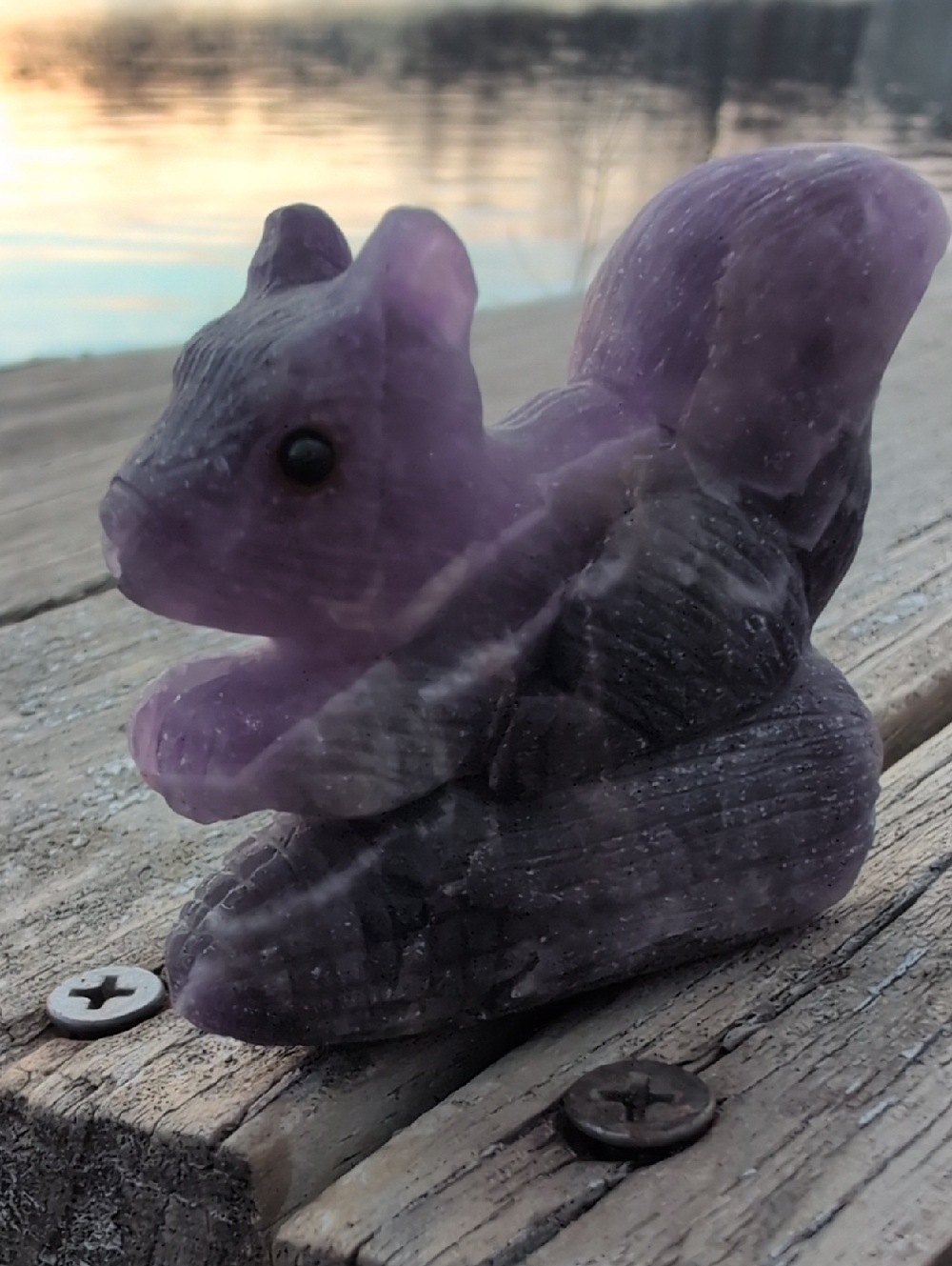 Purple Squirrel Amethyst Carved Statue - Picture 2 of 3